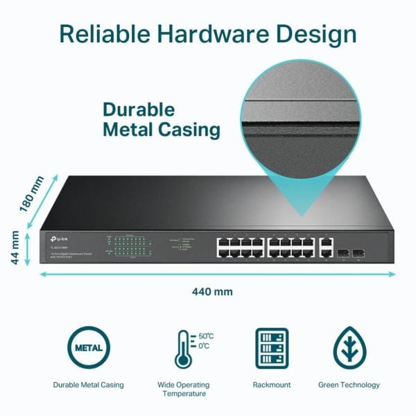 TP-Link TL-SG1218MP Switch 16 Puertos Gigabit PoE+