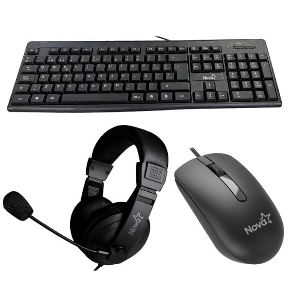 Combo Teclado Mouse Headset NOVA USB – Full Size
