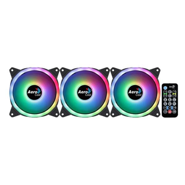Abanico RGB Aerocool Duo 12 Pro Control Remoto Negro