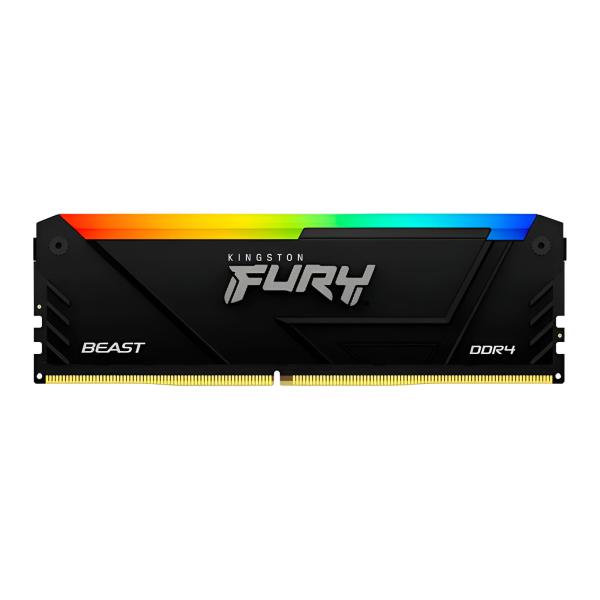 MEMORIA RAM PC 16GB KINGSTON FURY BEAST RGB KF432C16BB2A/16 DDR4 3200 MHZ CL16 1.35 V RGB. XMP 2.0. DISIPADOR DIMM 288 PINES
