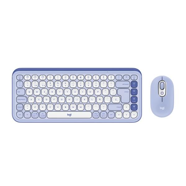 Combo Teclado Mouse Logitech POP Lila Inalámbrico