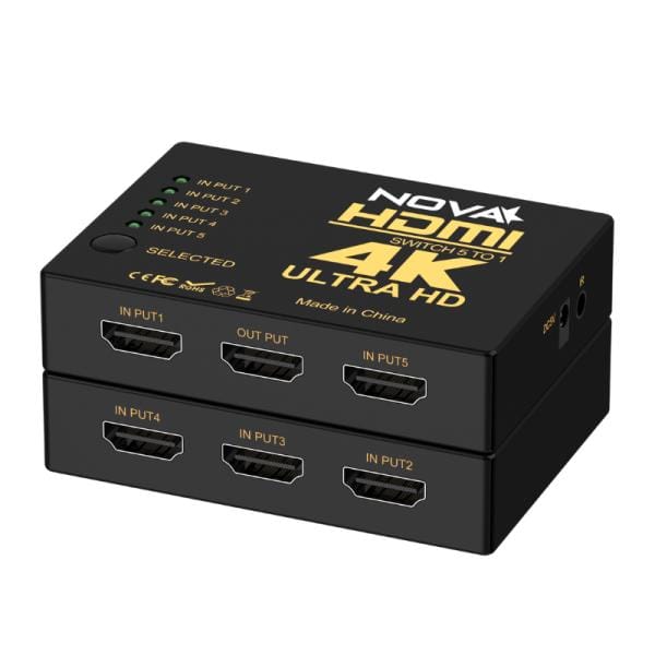 Switch HDMI 5 Puertos 4K 30Hz Nova Negro