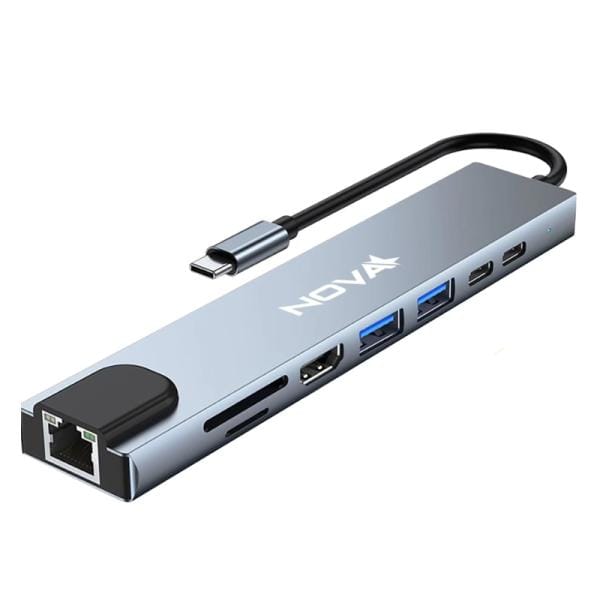Hub USB-C 8 en 1 NOVA con HDMI 4K y RJ45