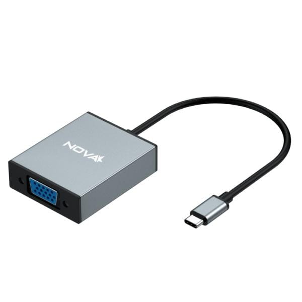 Adaptador USB-C a VGA NOVA Full HD Plateado