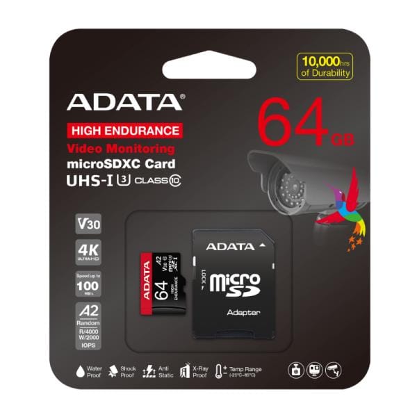 Micro SD 64GB ADATA para Videovigilancia 100MB/s