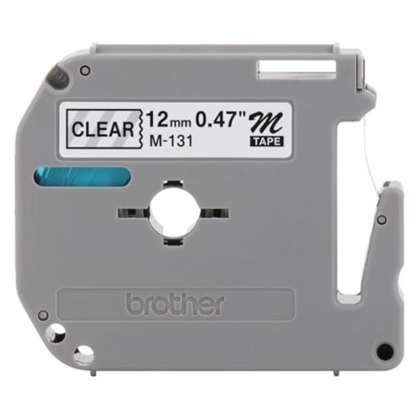 Cinta Brother M131 12mm Negra Transparente No Laminada