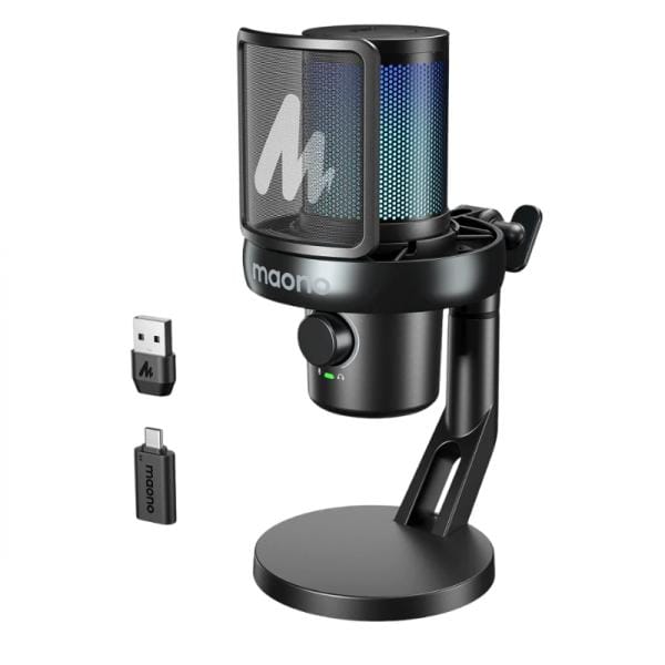 Micrófono Gaming MAONO DM40 Pro USB Inalámbrico RGB Negro