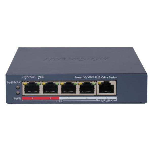 Switch PoE 4 Puertos Fast Ethernet Hikvision DS-3E1105P