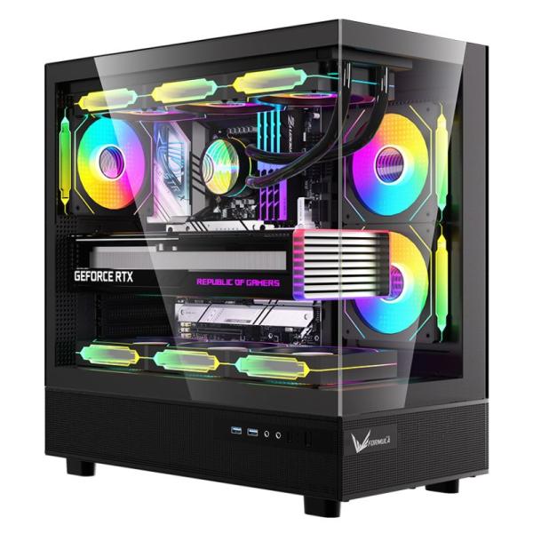 Case Mid Tower ARGB Crystal Z8 Negro – 6 Ventiladores