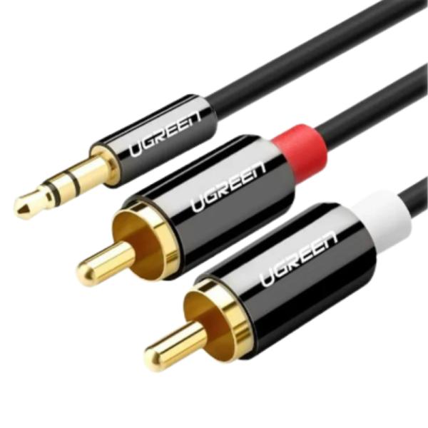 Cable UGREEN 3.5mm a 2RCA 1.5M Negro AV116