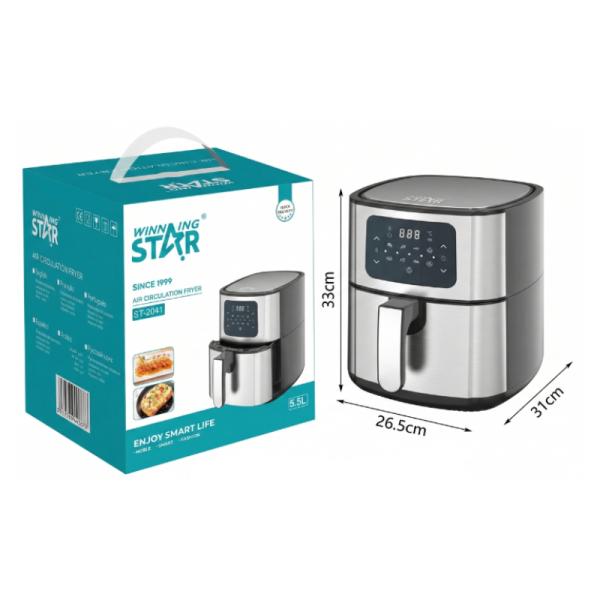 Freidora de Aire Winning Star 5.5L 1400W Plateada