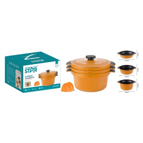 Set de Ollas Winning Star ST-5216 Aluminio 4 Piezas