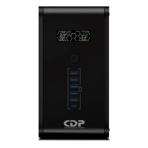 UPS CDP 1200VA Negro – 10 Tomas + Puerto USB