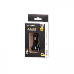 CARGADOR ARGOM USB PARA AUTO 2 PUERTOS USB ARG-AC-0117BK