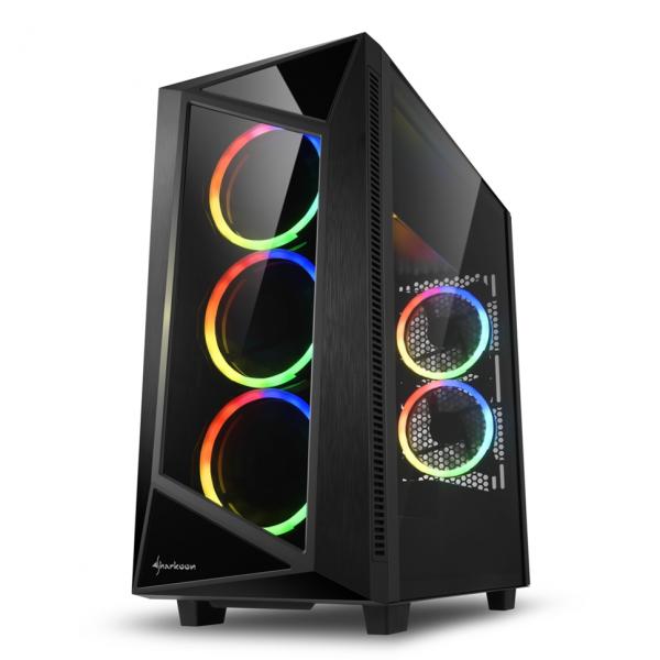 CASE GAMING RGB SHARKOON REV200 MID TOWER VENTILADORES 5 DE 120MM CON VIDRIO LATERAL Y FRONTAL Y MALLA 4044951028498