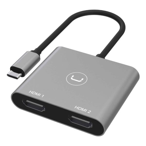 Adaptador UNNO TEKNO HB1103GY USB-C 2x HDMI 4K